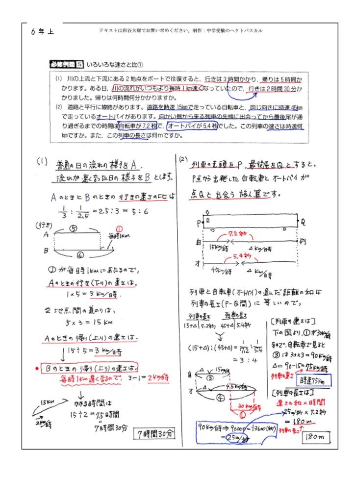 流水算の問題 通過算の問題 中学受験の算数 理科ヘクトパスカル